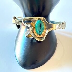 🎄4/25$ Artisan handmade art Antique silver plated fork cuff bracelet